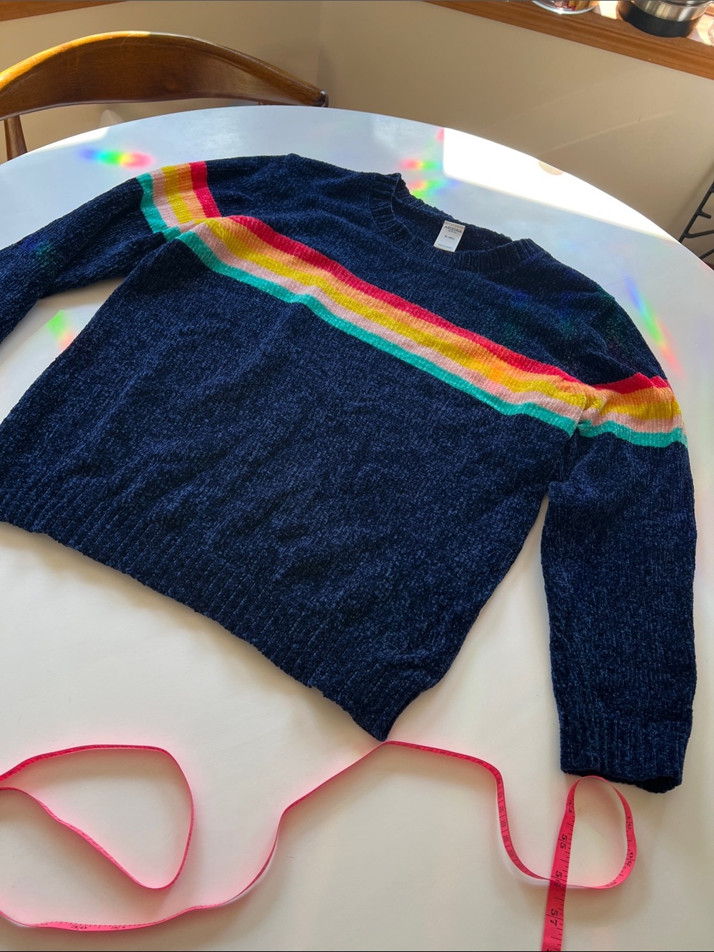 Navy Rainbow Arizona Jeans Co Stripe Chenille Sweater
